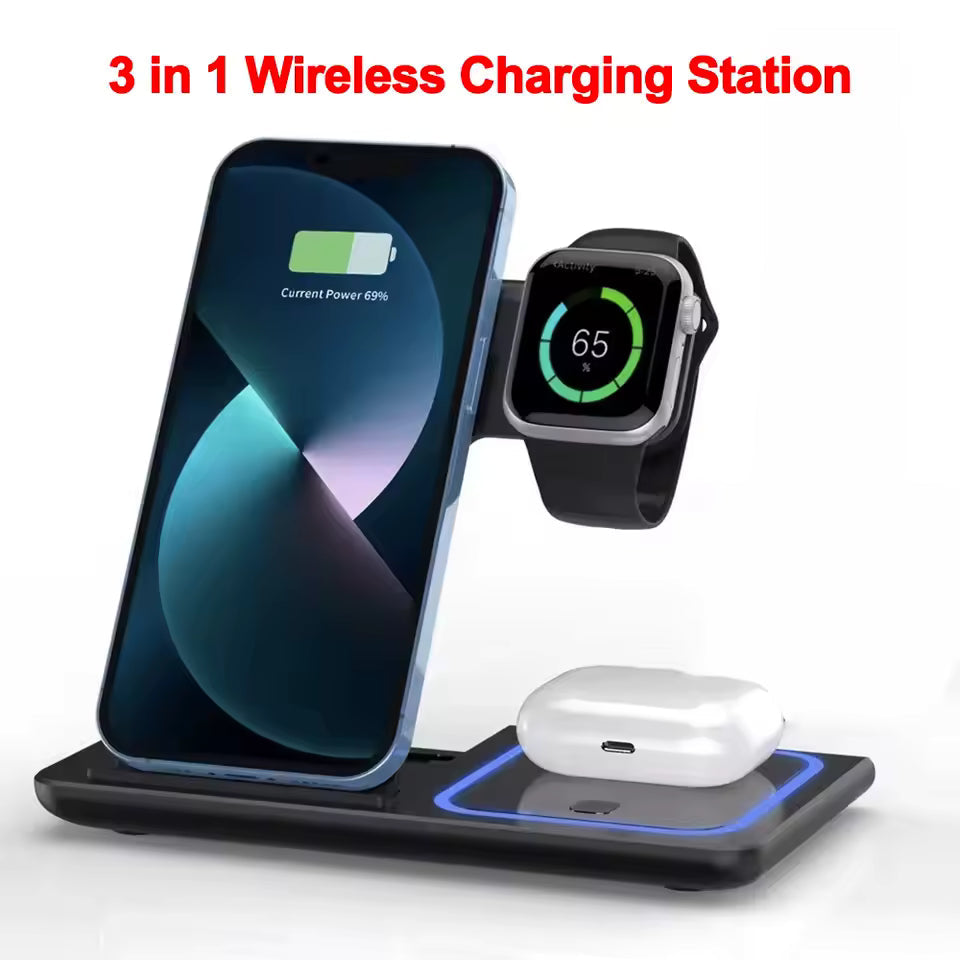 Wireless charging station 3 in 1